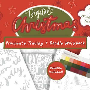 Christmas Procreate Tracing Book, IPad tools, Ipad workbook, Procreate Doodling, Procreate tools, Procreate Lettering, Lettering workbook