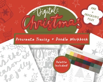 Christmas Procreate Tracing Book, IPad tools, Ipad workbook, Procreate Doodling, Procreate tools, Procreate Lettering, Lettering workbook