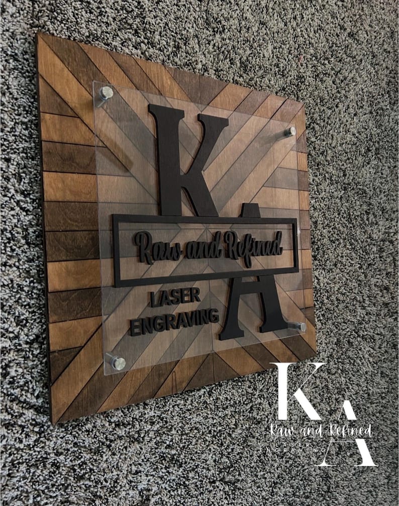 Sign Overlay Examples Acrylic Overlay on Wood Business Sign 16x16” - Etsy