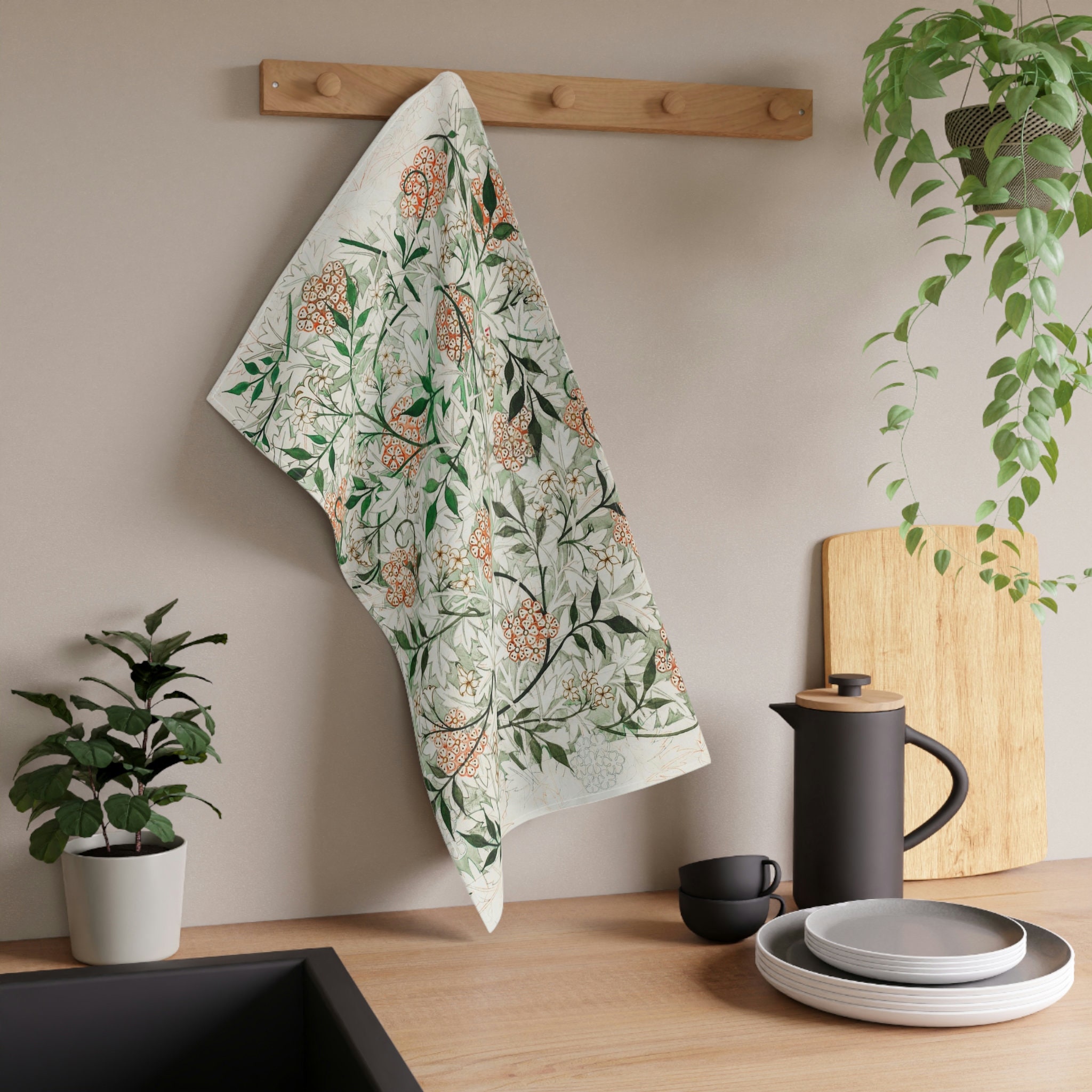 Illustration of Plants Petals Flowers and Botany Bathroom Towel  Set,Microfiber Bath Kitchen Beach Hand Dish Towels Set,Quick Dry Luxury  Soft