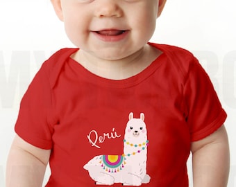 Peruvian Infant Baby Rib Bodysuit, baby onesies, Baby Lima, Baby Peru, Baby Peruano, Moda Peruana, Nino Peruano, Llama, Peru