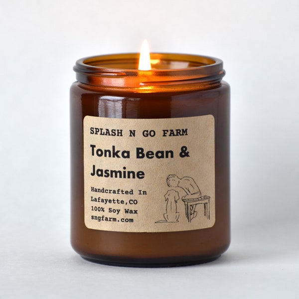 Tonka Bean & Jasmine Soy Candle | New! | Best Candles | 100% Soy Wax | Eco-Friendly | Scented Candle | Candles in Jars