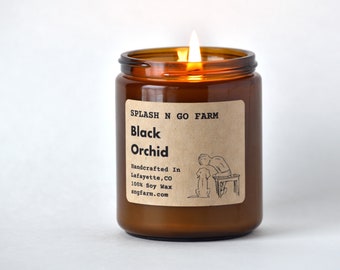 Black Orchid Soy Candle | New! | Best Candles | 100% Soy Wax | Eco-Friendly | Scented Candle | Amber Jar Candle |  Candles in Jars