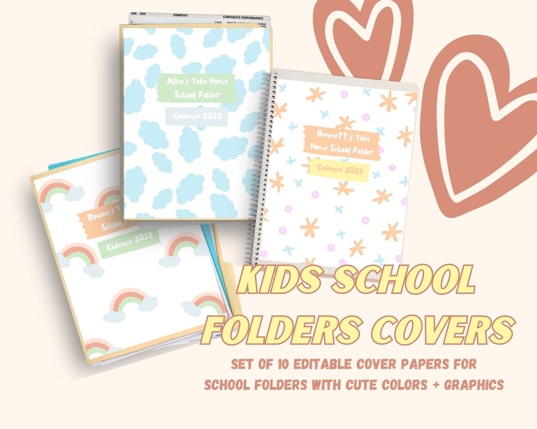 Kids Folder Covers for School and Daycare, Editable Canva File ...