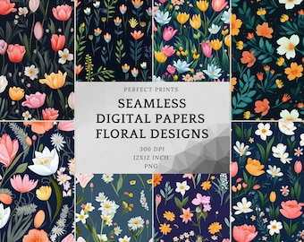 Flowers Digital Paper, Flowers Seamless Pattern, Spring Digital Paper ...