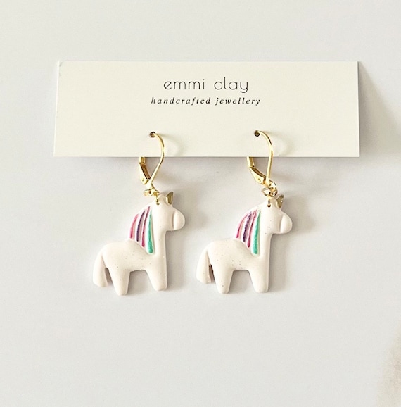 Unicorn Polymer clay earrings