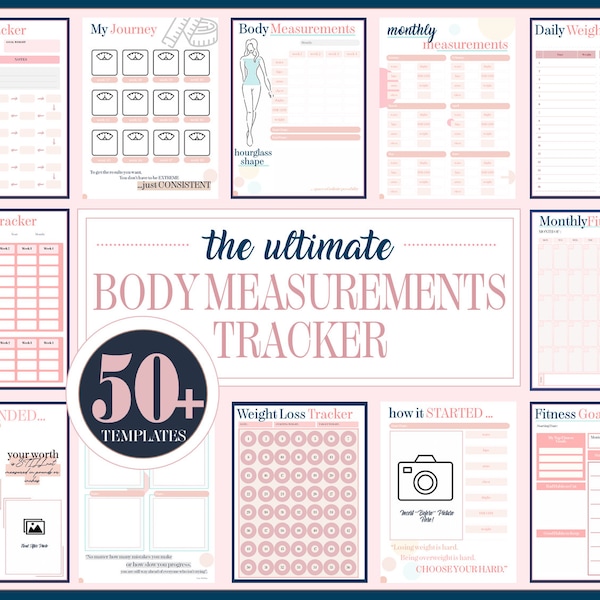 Ultimate Body Measurements Tracker, Planner and Templates | Instant Download | Weight Loss Tracker | Fitness Tracker, Planner, Templates