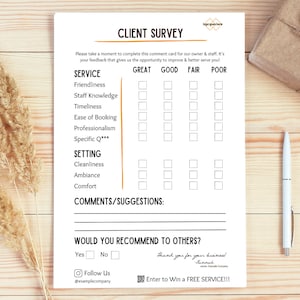 Personalized Client Survey Template - Design & Digital Download
