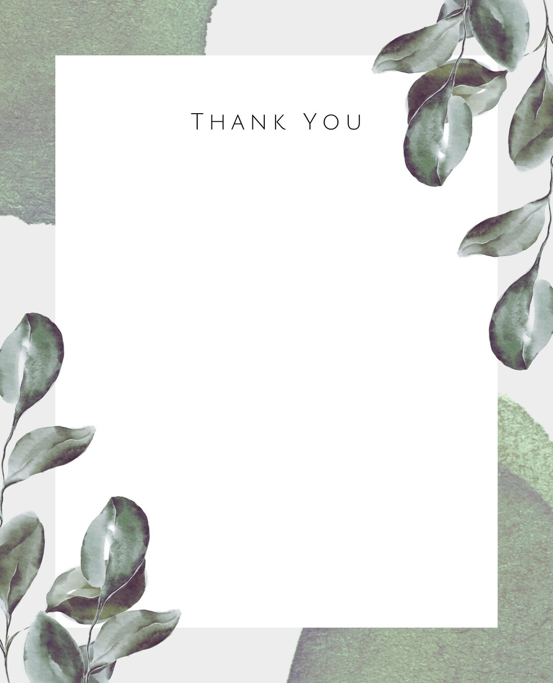 Simple Thank You Note With Plant Border - Etsy