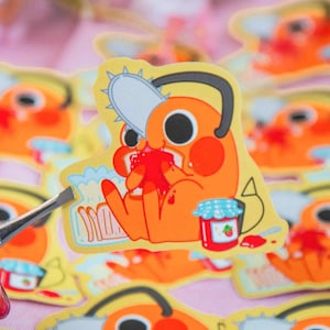 Vinyl Sticker | CSM Devil Dog Eating Bread| 3 inch | Waterproof & Fade-Resistant |