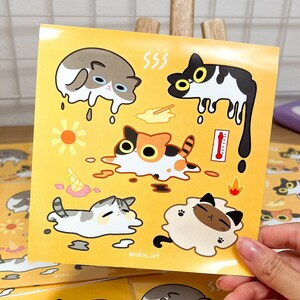 Sticker Sheet | Melting Cat Collage | 5.5x5.5 Inch | Waterproof & Fade ...