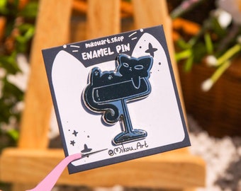 Un cóctel de pin de esmalte de gato / Serie Liquid Cat / Arte original de Mikou