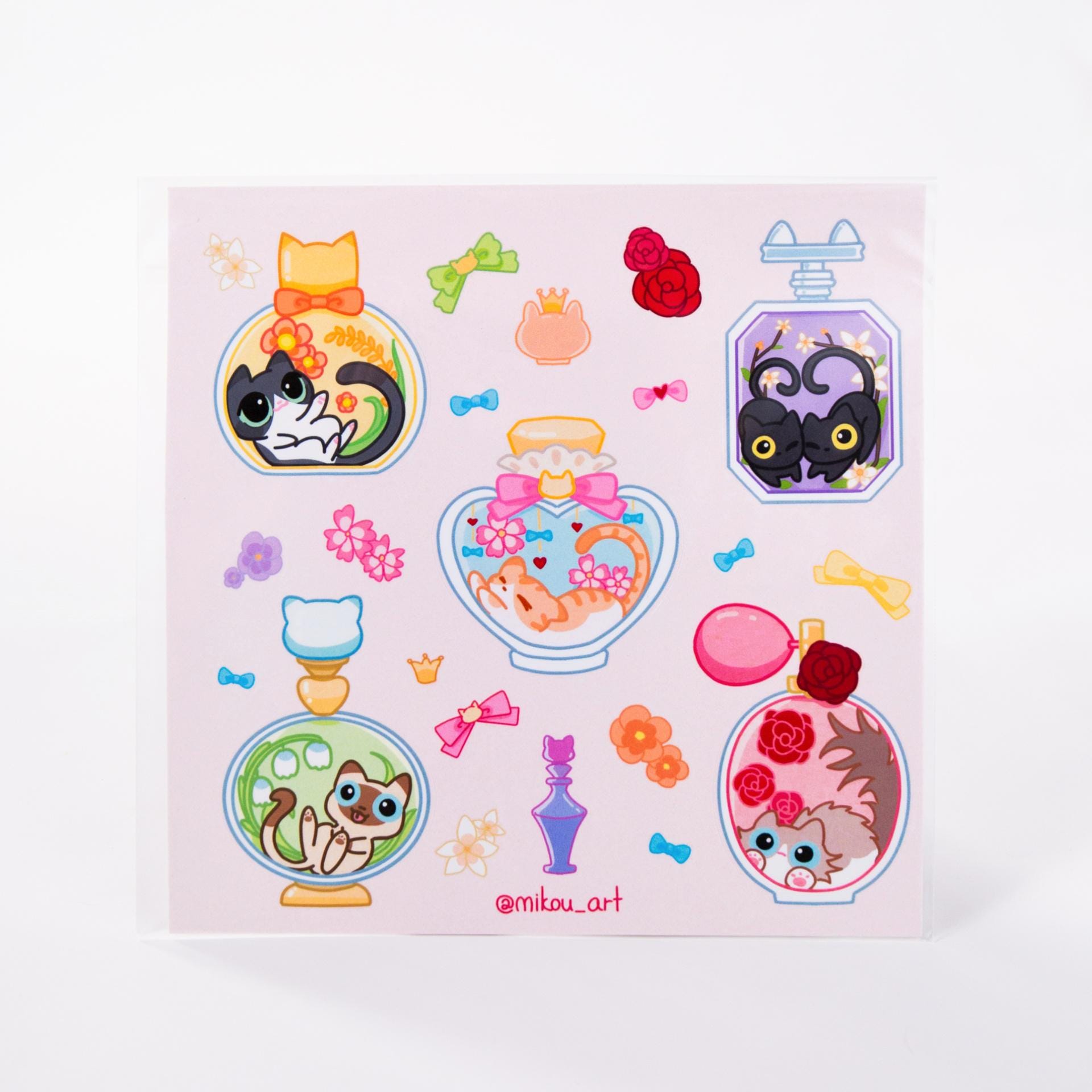 Whimsical Perfume Cat Collage Sticker Sheet: Waterproof Art - Etsy