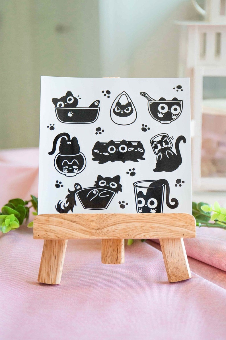 Liquid Cat Collage Sticker Sheet | Waterproof Mikou Art (5.5x5.5 Inch ...