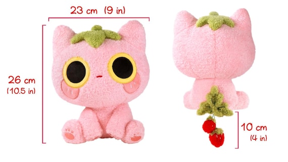Strawberry Cat Plushie: Kawaii Strawmi Kitty Toy Collectible - Etsy