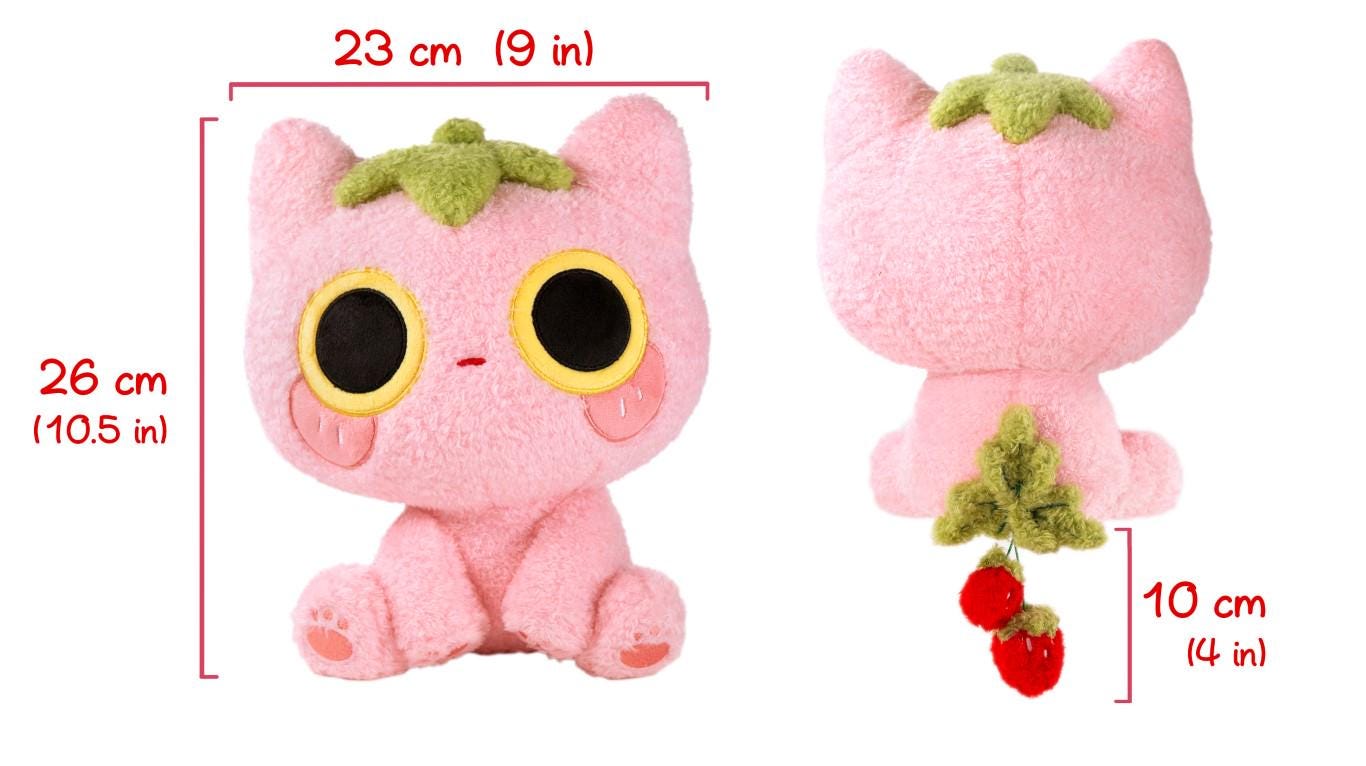 【Pink Rose×Strawberry Cat】 おすわりぬい服 16cm Strawberry Cat Plushie: Kawaii Strawmi Kitty Toy Collectible - Etsy