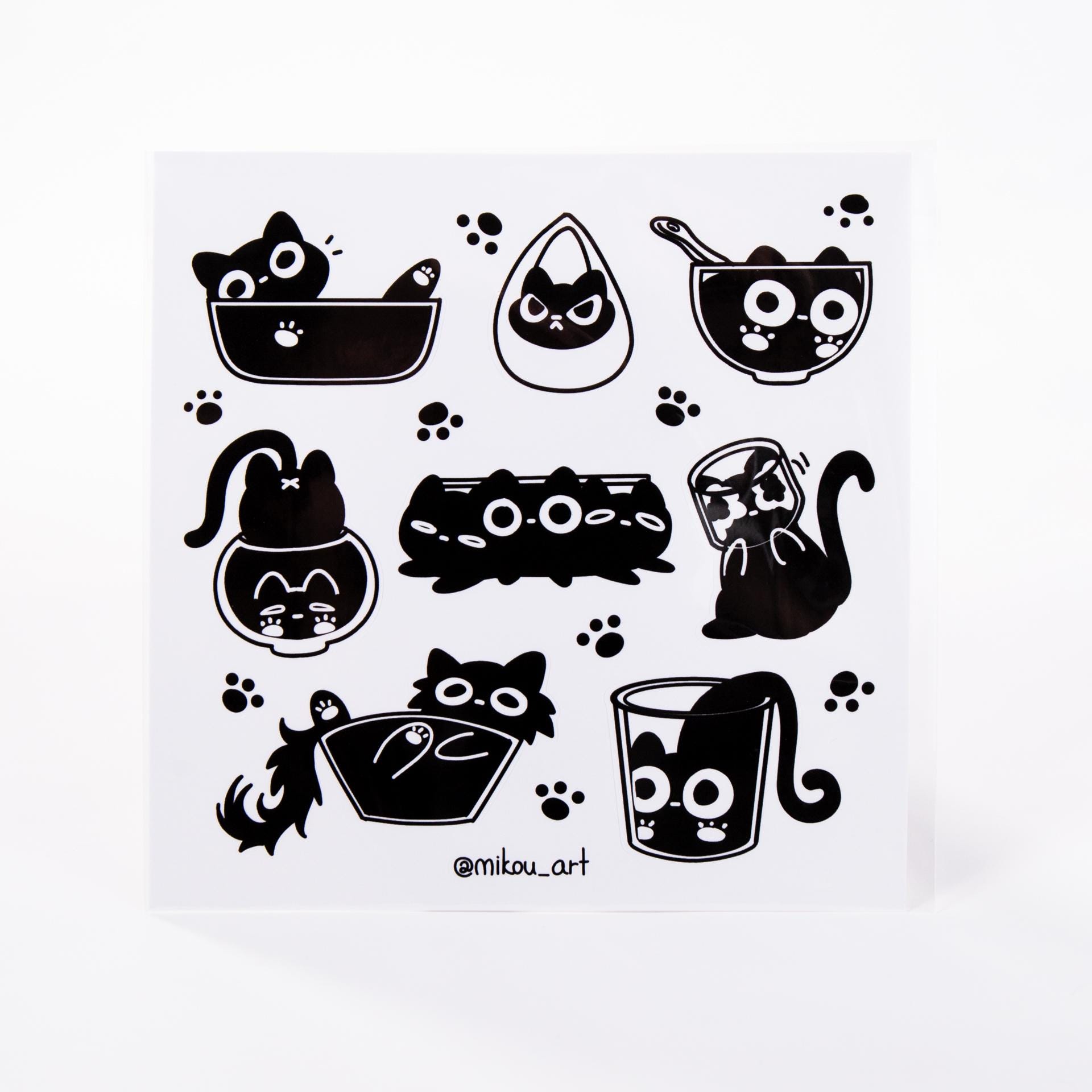 Liquid Cat Collage Sticker Sheet | Waterproof Mikou Art (5.5x5.5 Inch ...
