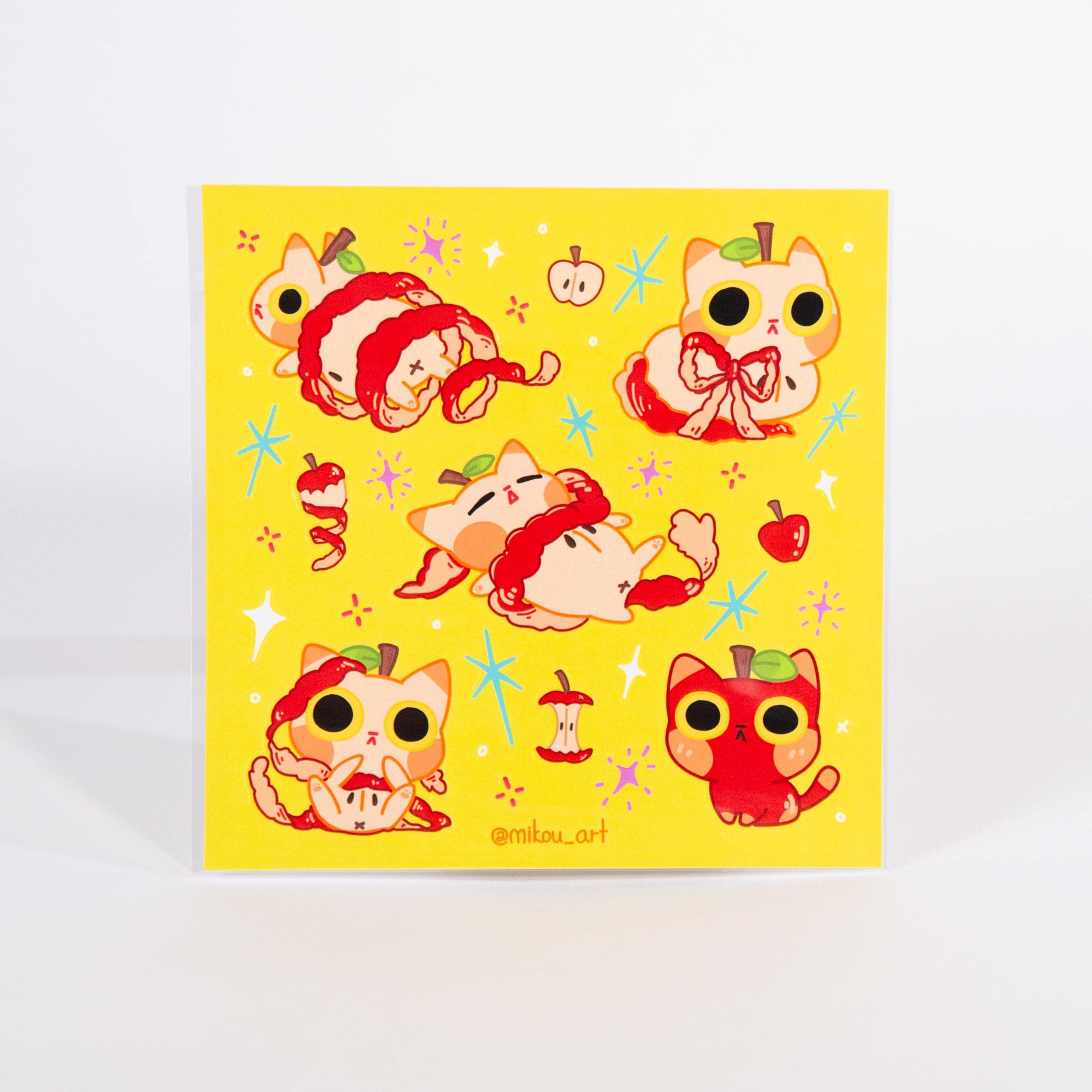 Apple Cat Collage Sticker Sheet: Waterproof Vinyl Art - Etsy