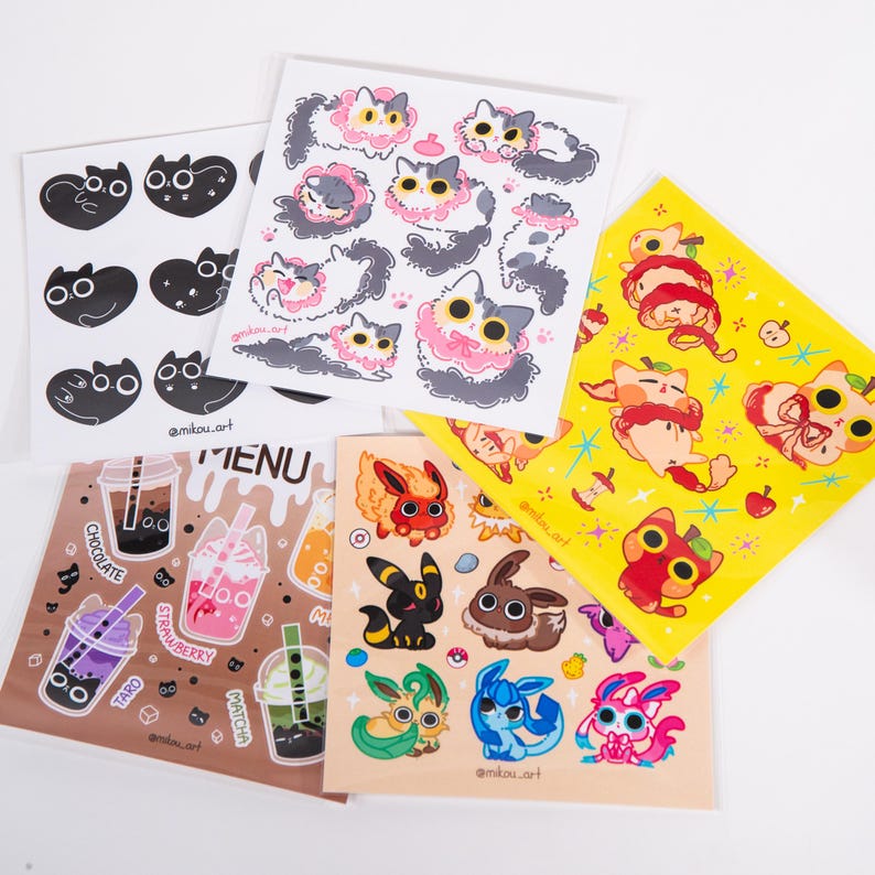 Apple Cat Collage Sticker Sheet: Waterproof Vinyl Art - Etsy