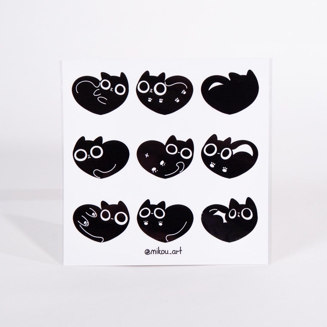 Sticker Sheet | Heart Shape Liquid Cat | 5.5x5.5 Inch | Gift for Cat ...