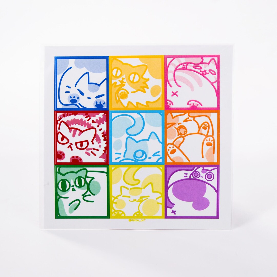 Cat Collage Sticker Sheet: Waterproof Vinyl Art (5.5x5.5 Inch) - Etsy
