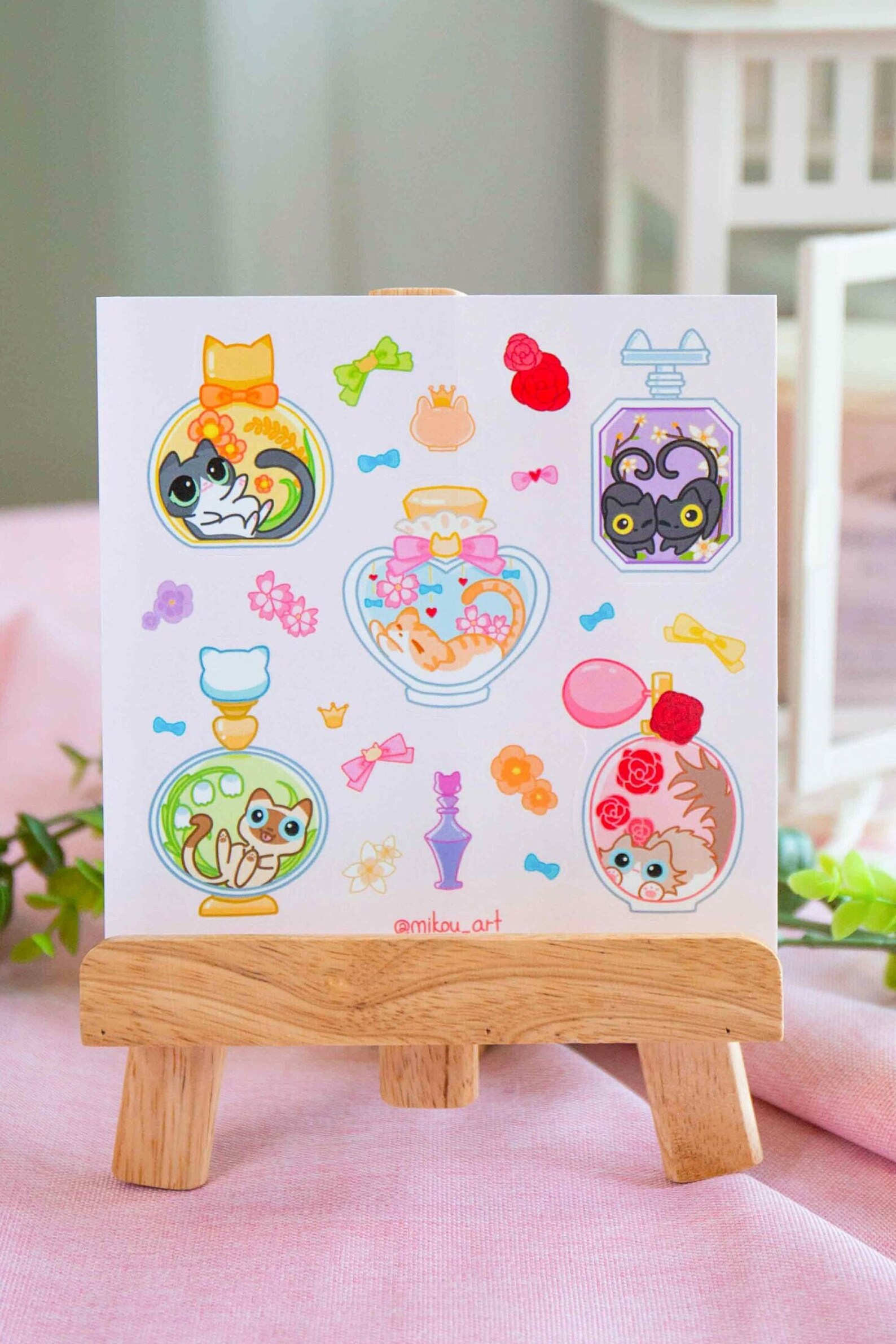 Whimsical Perfume Cat Collage Sticker Sheet: Waterproof Art - Etsy