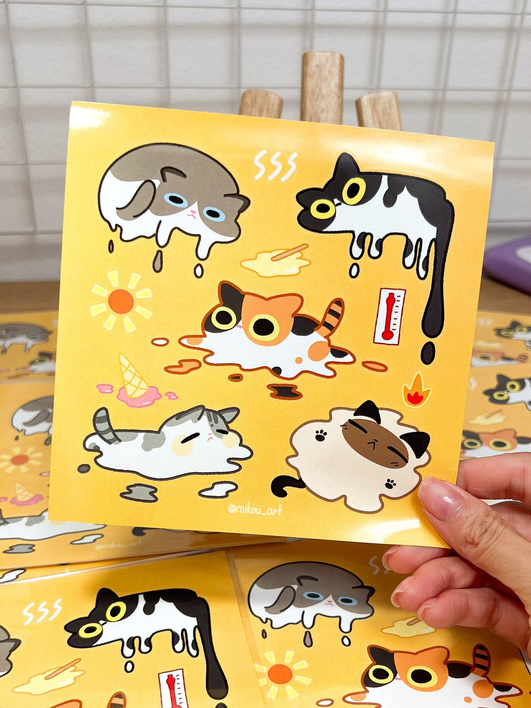 Melting Cat Collage Sticker Sheet: Waterproof Vinyl Art - Etsy