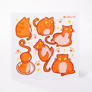 Orange Cat Collage Sticker Sheet: Waterproof Vinyl Art
