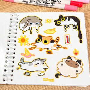 Sticker Sheet | Melting Cat Collage | 5.5x5.5 Inch | Waterproof & Fade ...