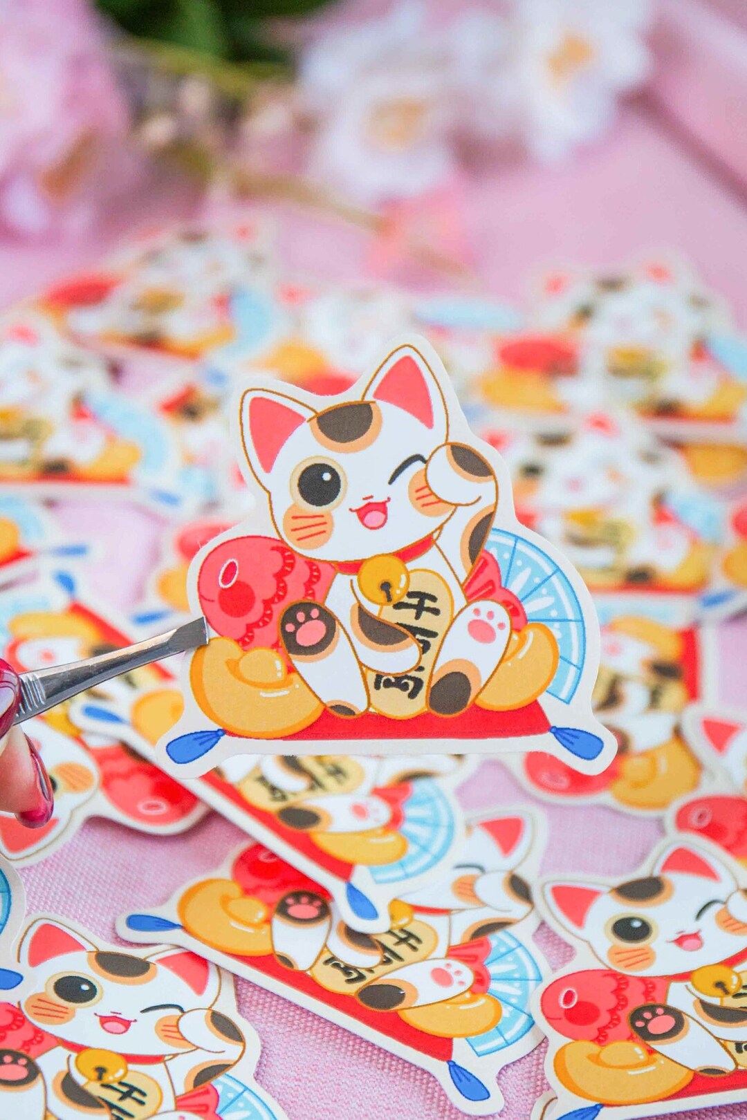 Lucky Cat Vinyl Sticker | Waterproof Maneki Neko Decal - Etsy