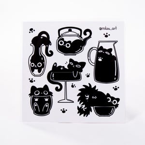 Sticker Sheet | Liquid Cat Collage Vol.4 | 5.5x5.5 inch | Waterproof, and Fade-Resistant | Gift for Cat Lovers | Mikou Original Art