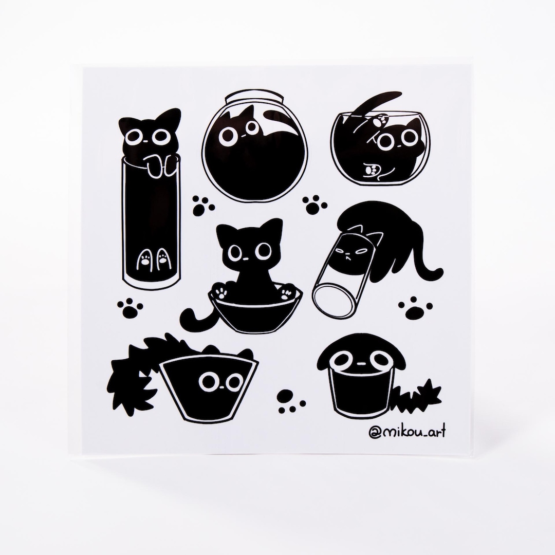 Liquid Cat Collage Sticker Sheet: Waterproof Vinyl Art (5.5x5.5 Inch ...
