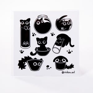 Sticker Sheet | Liquid Cat Collage Vol.3 | 5.5x5.5 inch | Waterproof, and Fade-Resistant | Gift for Cat Lovers | Mikou Original Art