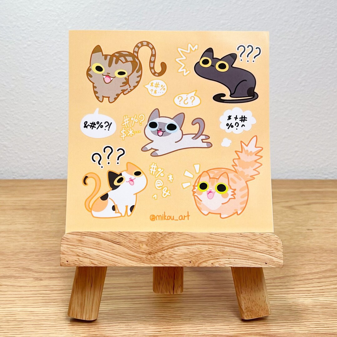 Ungrateful Cat Collage Sticker Sheet: Waterproof Vinyl Art (5.5x5.5 ...