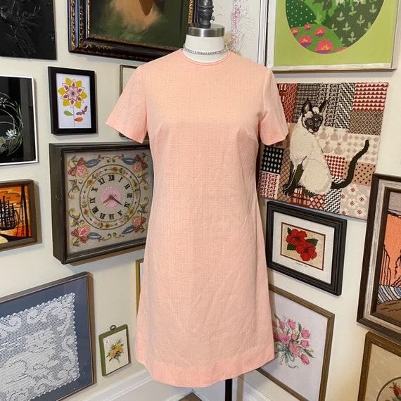 70s Vintage Pastel Orange Sherbet Short Sleeve Ro… - image 1