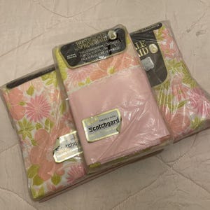 NOS Vintage Pink &quot;French Flowers&quot; Springmaid Wondercale Percale Double Sheet Set