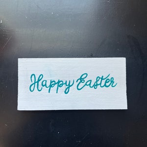 Teal Happy Easter Pier Post Sign