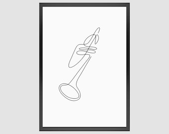 Trumpet Line Art Print: Minimalist Music Wall Decor (digital