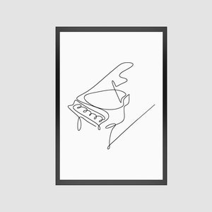 Grand Piano Line Art, Minimalist Music Print, Music Print, Grand Piano Print, Minimalist Wall Art, Piano Print, Calming Art, Fine Line Art