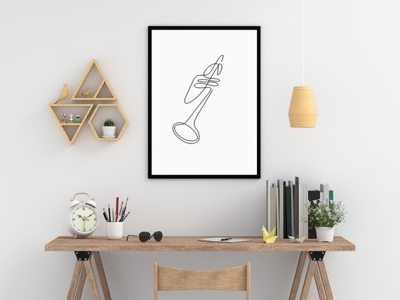 Trumpet Line Art Print: Minimalist Music Wall Decor (digital
