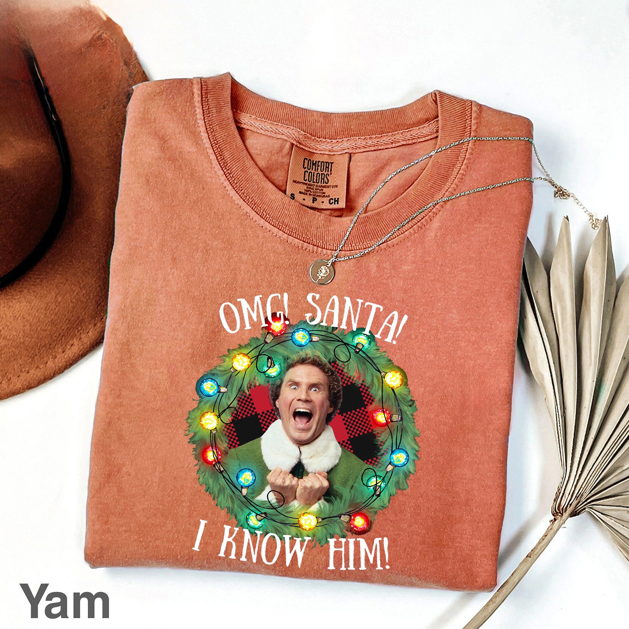 Comfort Colors® Buddy the Elf Santa I Know Him Shirt, Elf Movie Christmas Pajama Shirt, Funny