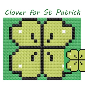 Clover Shamrock for St Patrick Crochet - C2C SC Tapestry Graphghan