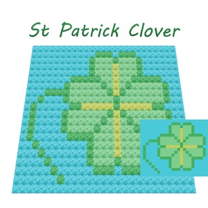 St Patrick Clover Shamrock C2C SC Graphghan Pattern for Crochet Tapestry