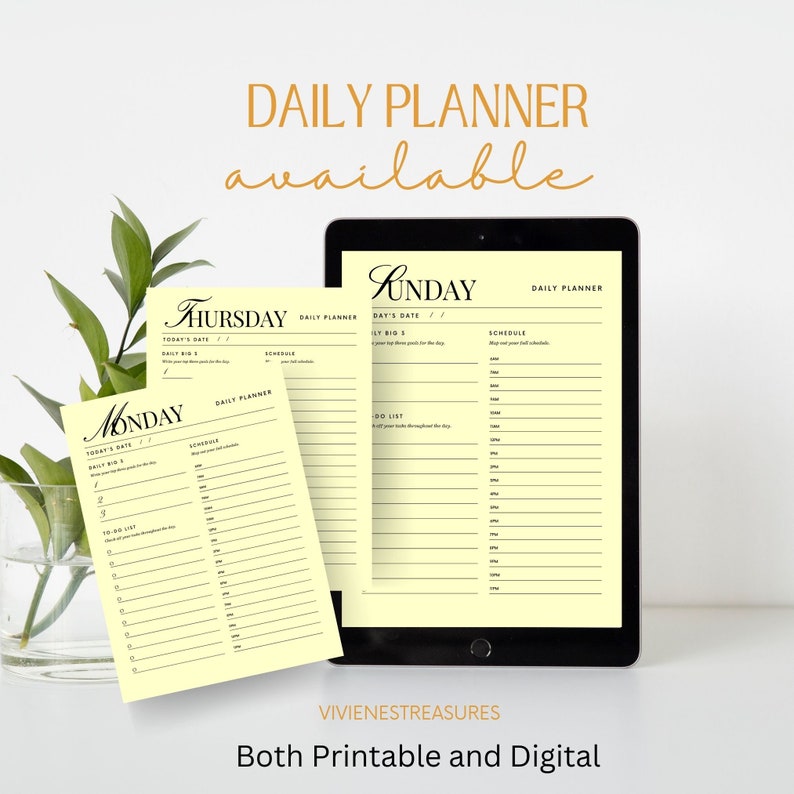 Printable PDF and Digital Daily Planner for Goodnotes, Notability, iPad ...