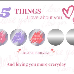 5 choses que j'aime chez vous Cartes à gratter, Cadeau de Saint-Valentin pour quelqu'un de spécial, Anniversaire, Anniversaire d'un évènement, Cadeau de fête, Occasions spéciales