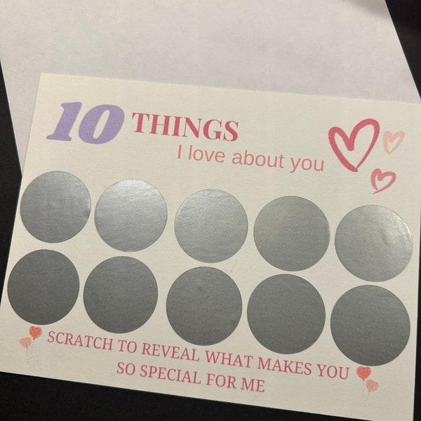 10 Things I Love About You Scratch Cards, Perfect Gift For Someone Special, Birthday Gift, Anniversary Gift, Celebration Gift, Just Because