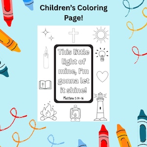 Kids Coloring Page, This Little Light of Mine, Let Your Light Shine, Sunday School Crafts, Bible Verse, Faith, Printable Coloring for Kids