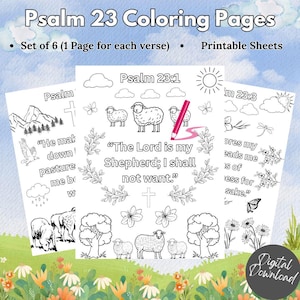 Psalm 23 Printable Coloring Pages, The Lord is My Shepherd Craft, Bible Verse Activity, Scripture Coloring, Kids Bible Study Lesson