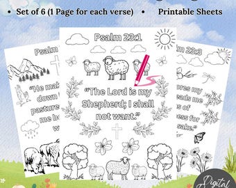 Psalm 23 druckbare Malseiten, der Herr ist mein Hirte Handwerk, Bibel Vers Aktivität, Schrift Färbung, Kinder Bibel Studieslektion