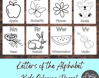 Alphabet Malseiten, ABC Printables für Kinder, Vorschul- und Heimschularbeitsblätter, 26 Buchstabenaktivitäten, pädagogisch wertvolle Bastelblätter
